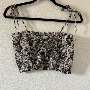 American Eagle Floral Smock Crop Top Women Sz Large